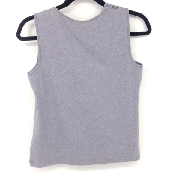 NWT 🔖Laura Ashley Lace Trimmed V Neck Gray Tank Top. - Picture 3 of 7